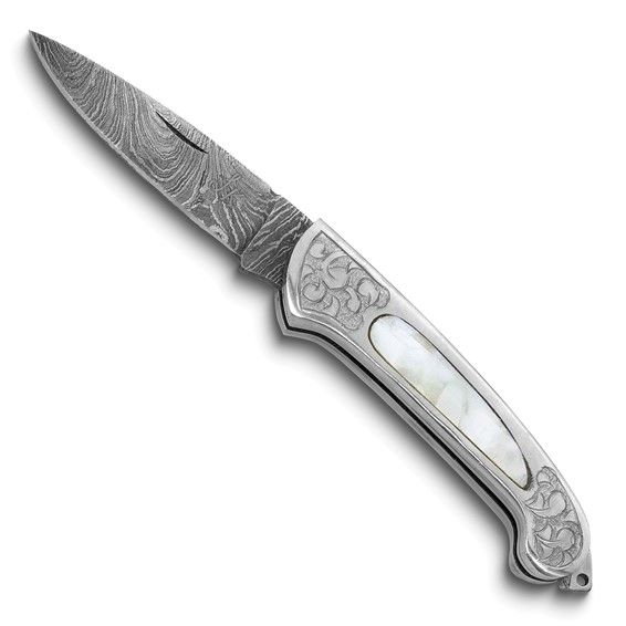 Damascus Steel 256 Layered Folding Blade with Abalone Handle