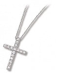 Sterling Silver CZ Cross Pendant Necklace