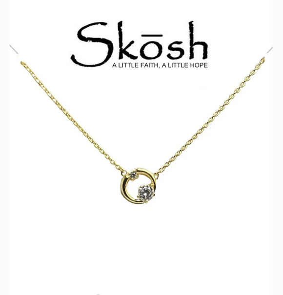 Skosh Gold Plated Karma Circle CZ Necklace