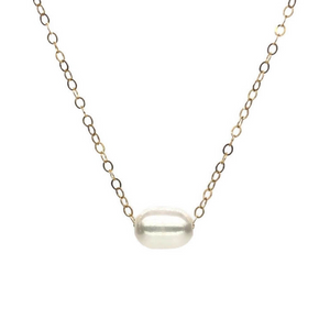 Sterling Silver Gold Plated Pearl Slider 18+2" Necklace