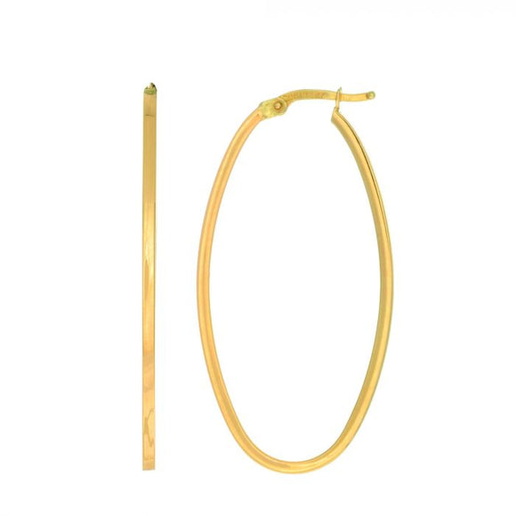 14K Gold Large Oval Hoop Earring