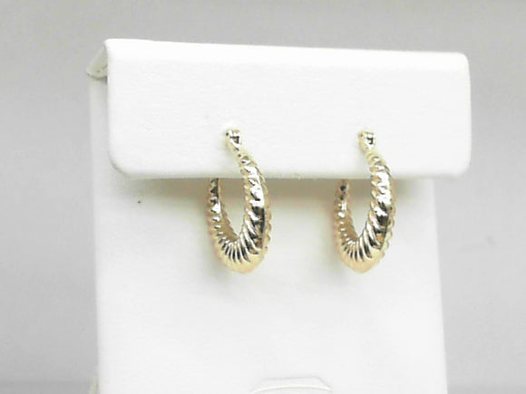 Yellow Gold Small Scalloped Hoop Earrings