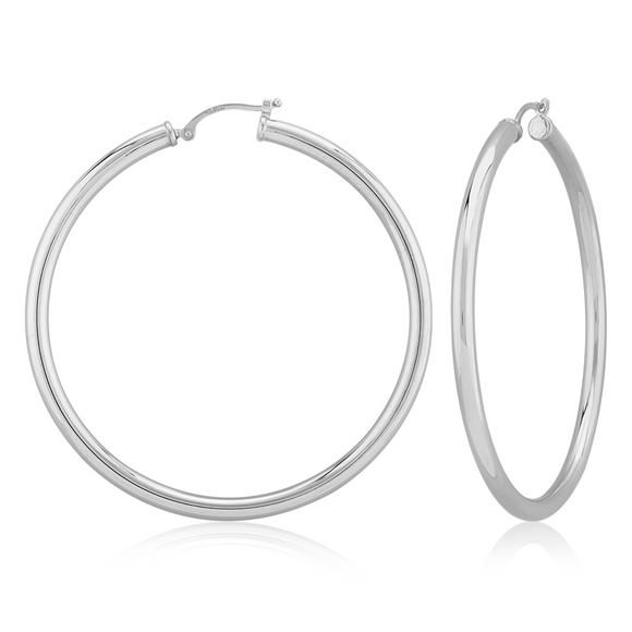 Sterling Silver 3mm x 50mm Loop Earrings