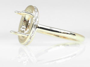 14k Yellow Gold Diamond Semi-Mount with Baguette Halo