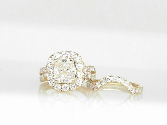 14k Yellow Gold Lab Cushion 1.75ct Center and 4.00ctw