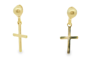 Gold Fill Tiny Cross Dangle Earrings