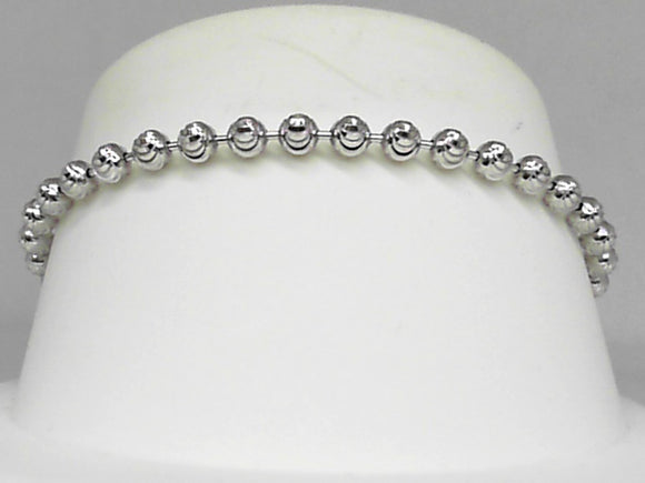 Sterling Silver Diamond Cut Beaded Bracelet