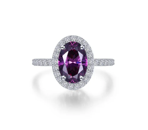 Lafonn Simulated Diamond/Amythest February Birthstone Ring