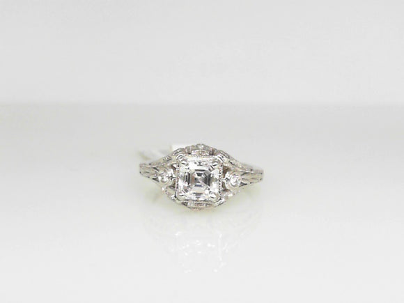 White Gold Engagement Ring with CZ Center