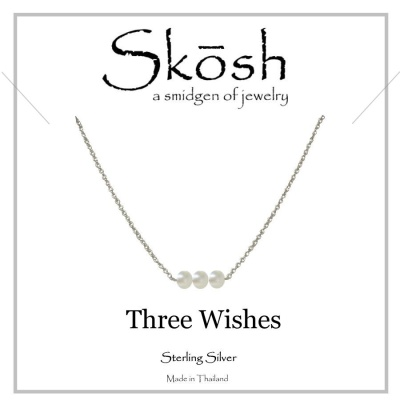 Skosh Silver 3 Wishes Pearl Necklace 16+1