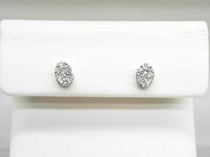 18K WG .30 CTW Oval Cluster Studs