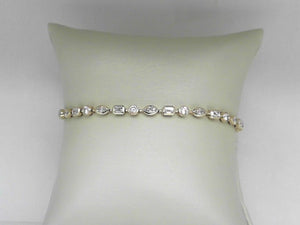 Yellow Gold Bezel-Set Lab Grown Mixed Shapes Diamond Tennis Bracelet