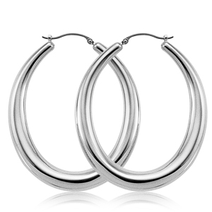 Sterling Silver Large Oval Hoop Earrings