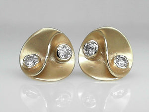 Yellow Gold Disc Bezel-Set Diamond Studs