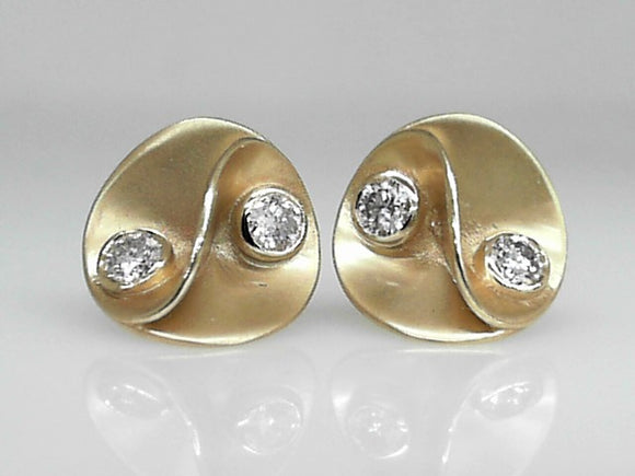Yellow Gold Disc Bezel-Set Diamond Studs