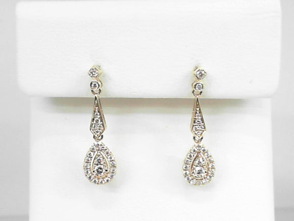 14K YG .36 CTW Diamond Pear Shaped Dangle Earrings