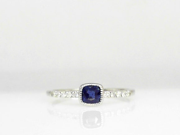 14k White Gold Diamond and Sapphire Ring