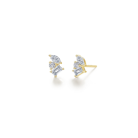 Lafonn Gold Plated 0.90ctw CZ Cluster Stud Earrings
