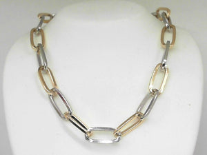 Gold Filled Two-Tone Chunky Paperclip Necklace