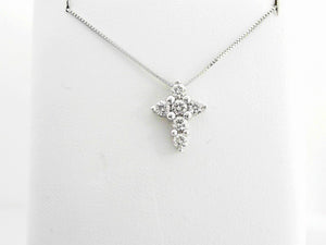 14K WG .40 CTW Diamond Cross Necklace 16"