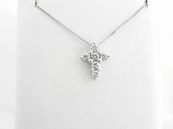 14K WG .40 CTW Diamond Cross Necklace 16