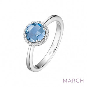 Lafonn Round March Birthstone Ring with Halo