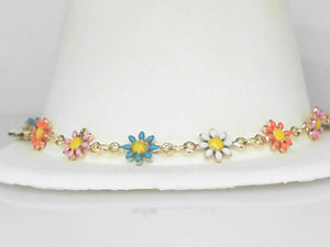 Gold Filled Enamel Flower Bracelet