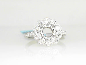 White Gold Flower Shaped Round Semi Mounting