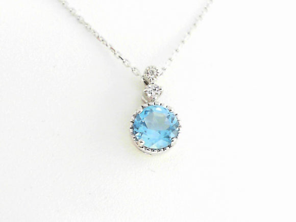 Sterling Silver Blue and White Topaz Pendant Necklace