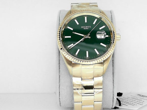 Mens Gold Moore's Elite Watch with Green Dial