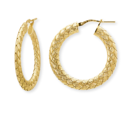 Sterling Silver/Yellow Gold Bonded Woven Hoop Earrings