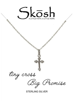 Skosh Sterling Silver Small Budded Cross Necklace
