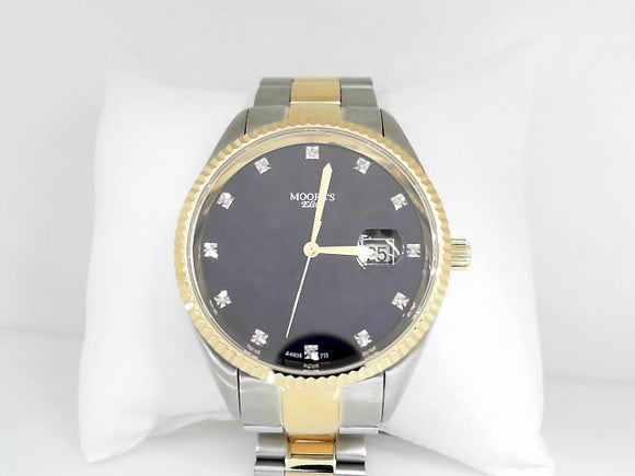 Mens Moore's Elite Two-Tone Large Face Watch with Blue and Diamond Dial