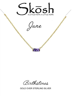 Skosh Gold Plate June Baguette Birthstone Necklace