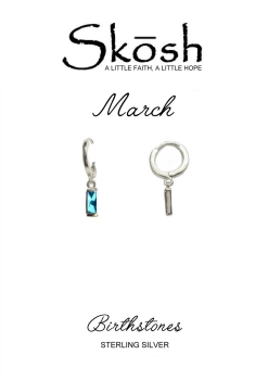 Skosh Sterling Silver March Huggie Birthstone Earrings