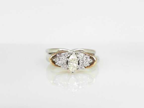 Two-Tone Diamond Bridal Set with Marquise Center