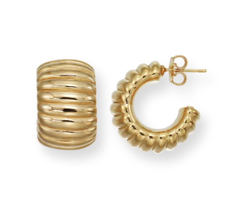 Sterling Silver/Yellow Gold Bonded Post Curled Hoops