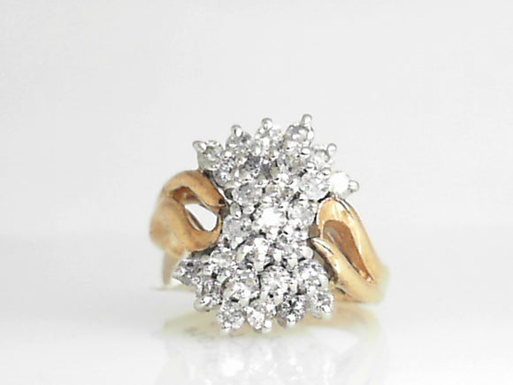 Yellow Gold Diamond Cluster Ring