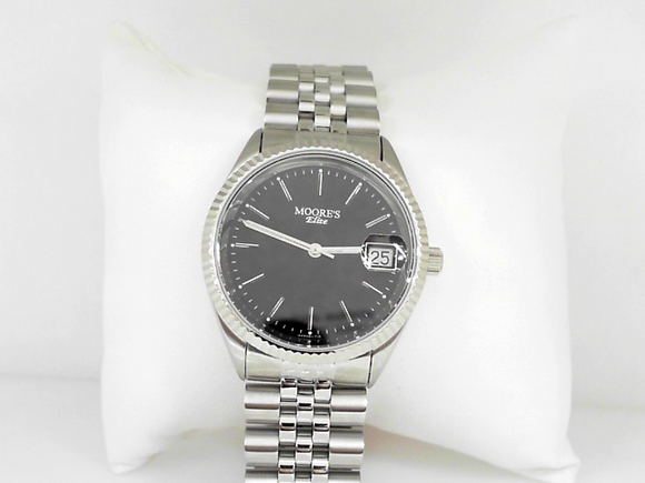 Mens Moore's Elite White Watch with Black Dial
