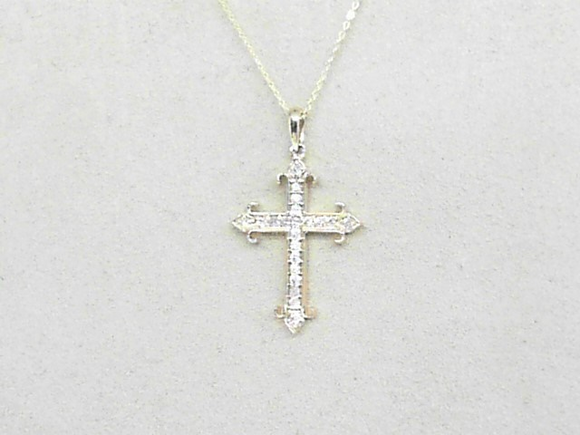 14k Yellow Gold Diamond 0.18ct Cross Necklace