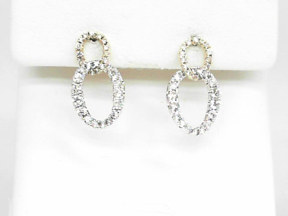 Two-Tone Diamond Double Circle Earrings