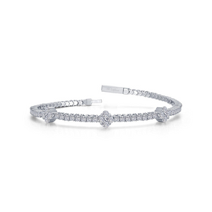 Sterling Silver 2.45ctw "Goodluck" Tennis Bangle Bracelet