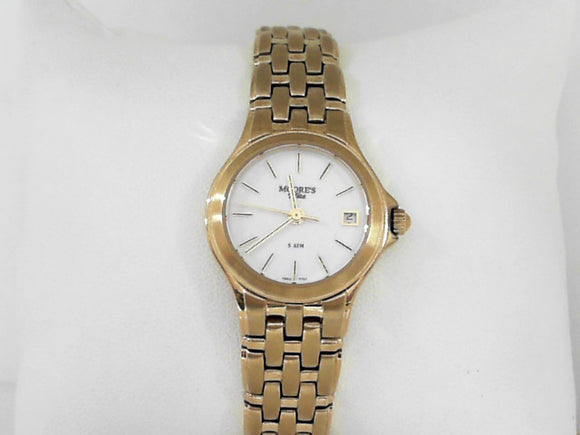 Ladies' Moore's Elite Gold Watch with White Dial