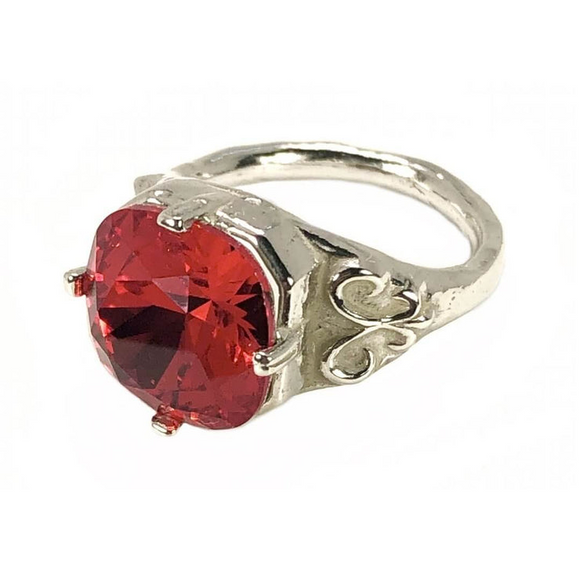 Sterling Silver Heirloom Ring Red Stone Size 8