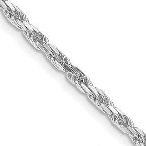 Sterling Silver Rhodium-plated 2.5mm Diamond-cut Rope Chain 24"