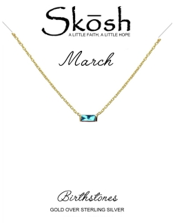 Skosh Gold Plate March Baguette Birthstone Necklace