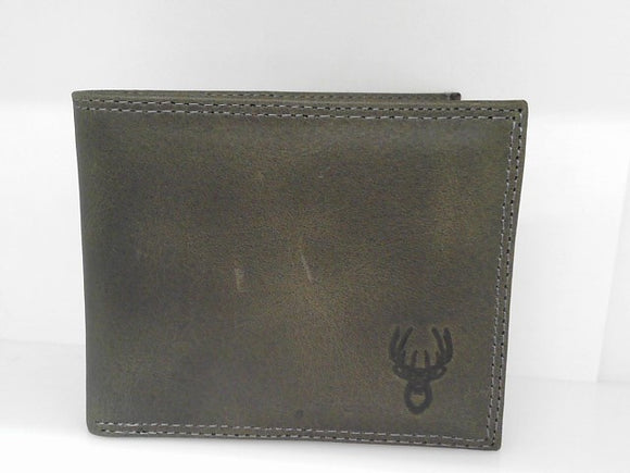 Gray Buck Embossed Bifold Leather Wallet