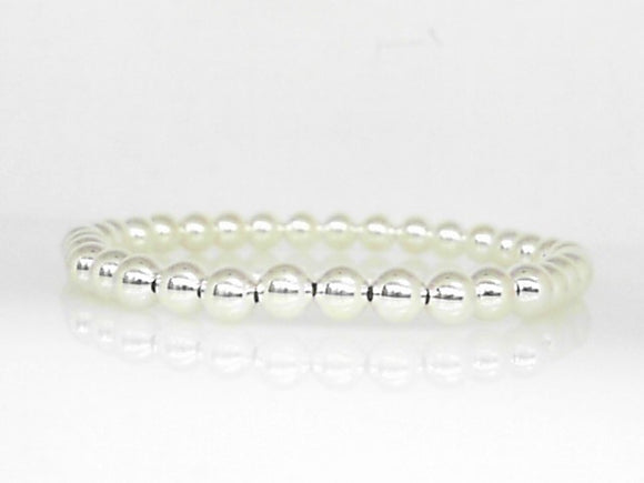 Sterling Silver 5mm Beaded Stretch Bracelet