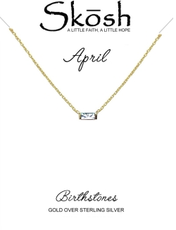 Skosh Gold Plate April Baguette Birthstone Necklace