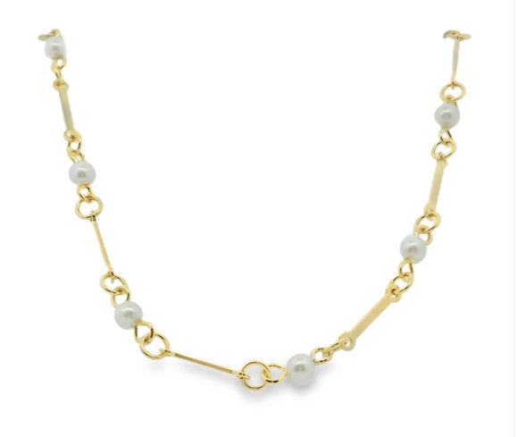 Gold Filled Pearl Chain Necklace